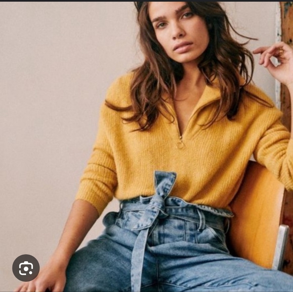 *Moving Sale*: Sezane Mustard Alpaca Wool Yellow Half-Zip Jumper Size S